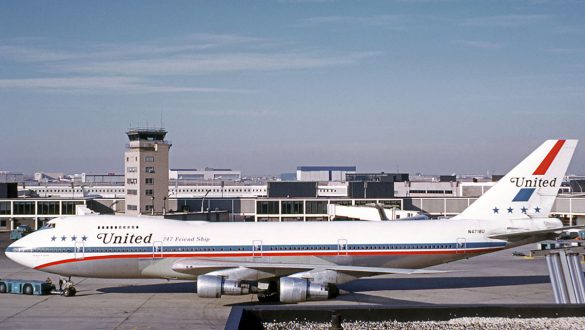 United's 747 in the Friendship scheme at New York's Kennedy International.