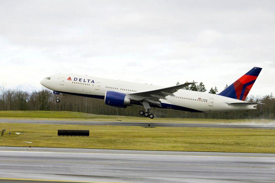 Delta Boeing 777 taking off.