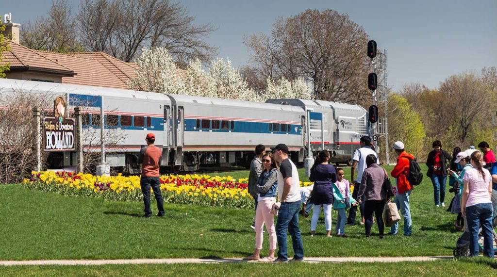 Amtrak train in Holland, Michigan