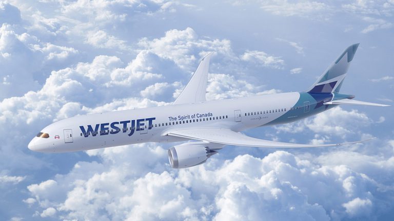 WestJet 787 Dreamliner in flight