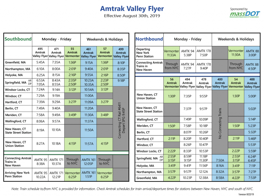 Amtrak Valley Flyer schedule