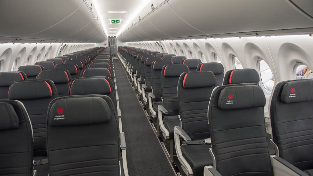 Economy Cabin onboard Air Canada's A220.