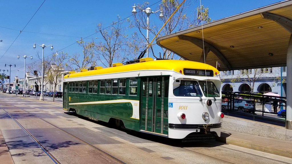 A historic Muni PCC car