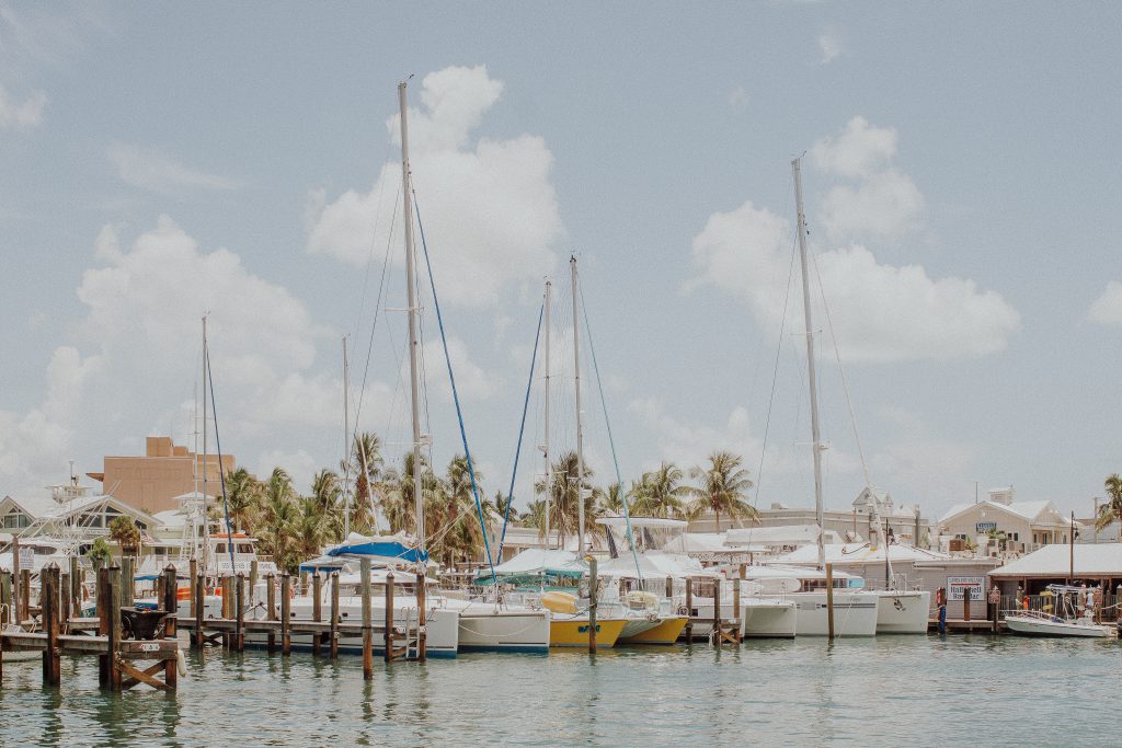 Sailboats docked in Key West.