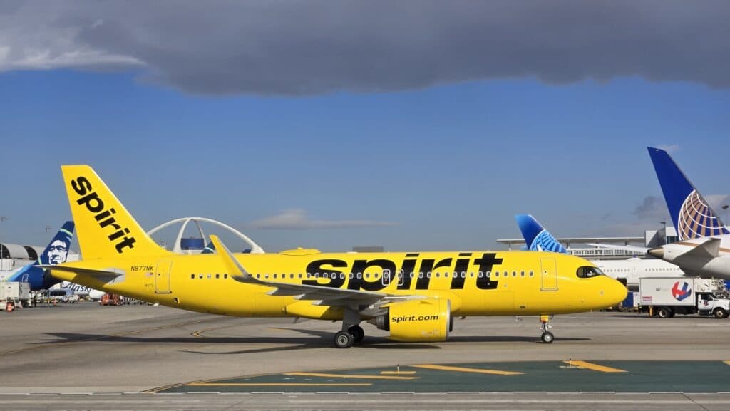 Bright yellow Spirit aircraft