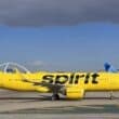 Bright yellow Spirit aircraft